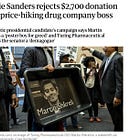 CORRECTION: BERNIE TURNED DOWN PHARMA CASH FROM MARTIN SHRKELI
