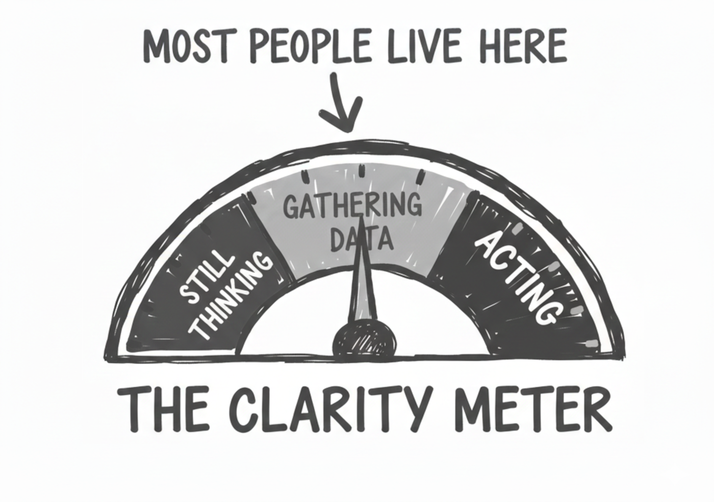 Graphic showing a clarity meter with most people positioned in the middle range.