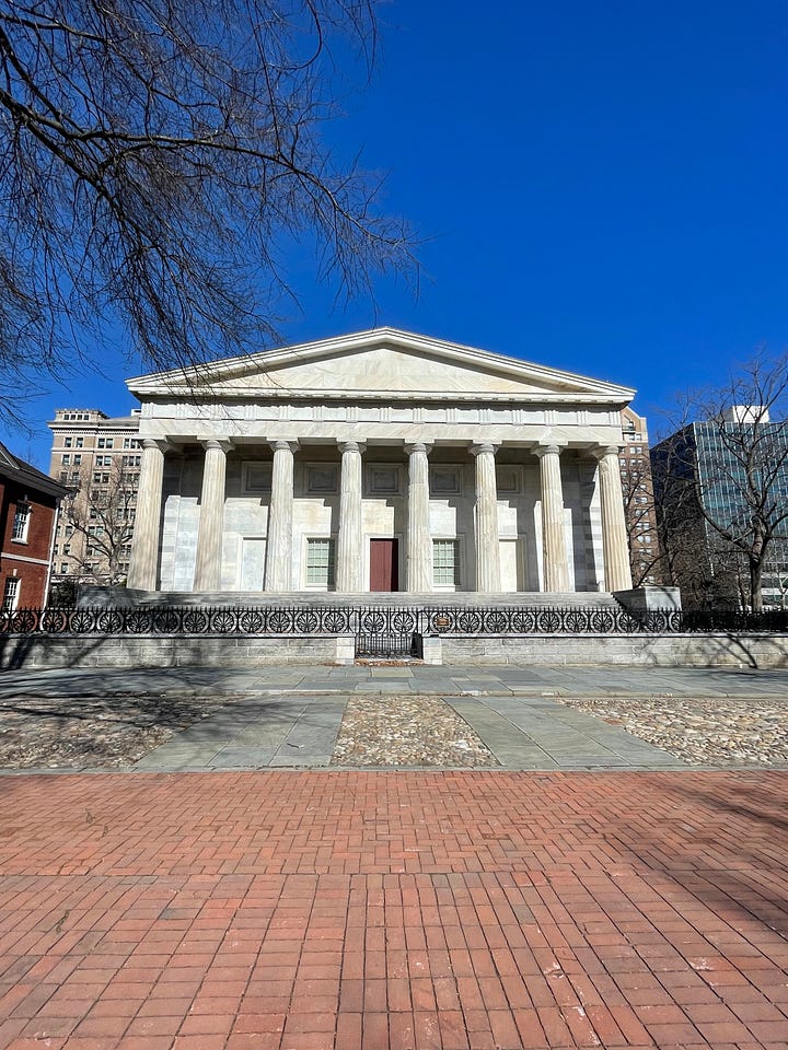(L) Carpenter's Hall (R) Second Bank of the United States of America
