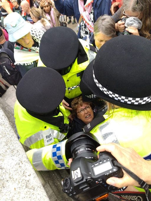As two million starve in Gaza, British police beat up pensioners protesting against Israel