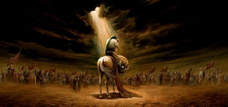 This may contain: an image of a man riding on the back of a horse in front of a group of people