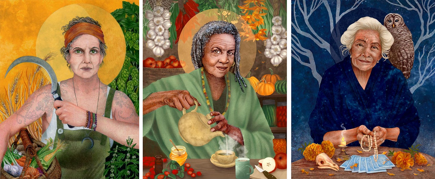 Reaper, Harvest Elder, Old One. From the Sacred Wheel Oracle, a work-in-progress. Art by JPC.
