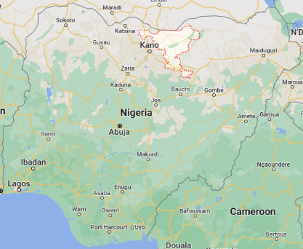 Jigawa State (in red) in northern Nigeria (Google Maps) Jigawa State (in red) in northern Nigeria (Google Maps)