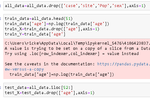 Now, we will apply the log fn to our dependent variable to get it ready, and a simple train/test split.