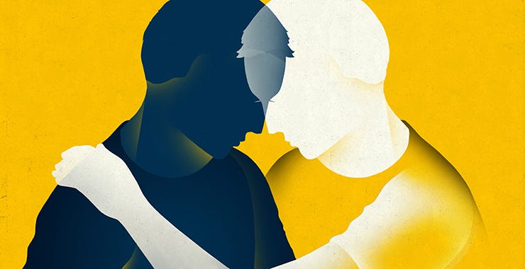 graphic depicting two people embracing