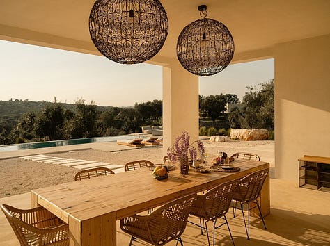 Six photographs by Matteo Milan of Casa Luce, a minimalist villa in the Apulian countryside.