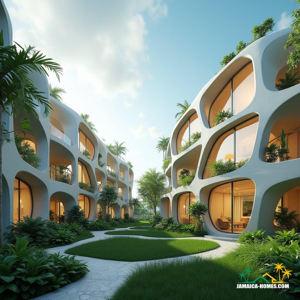 Futuristic modular housing in Jamaica