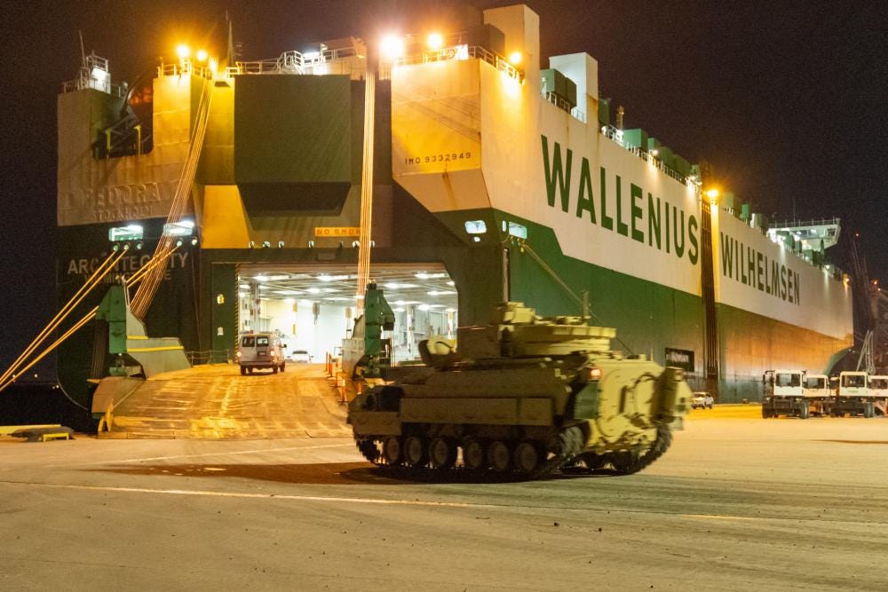 USTRANSCOM sends more than 60 Bradley Fighting Vehicles to Ukraine USTRANSCOM sends more than 60 Bradley Fighting Vehicles to Ukraine
