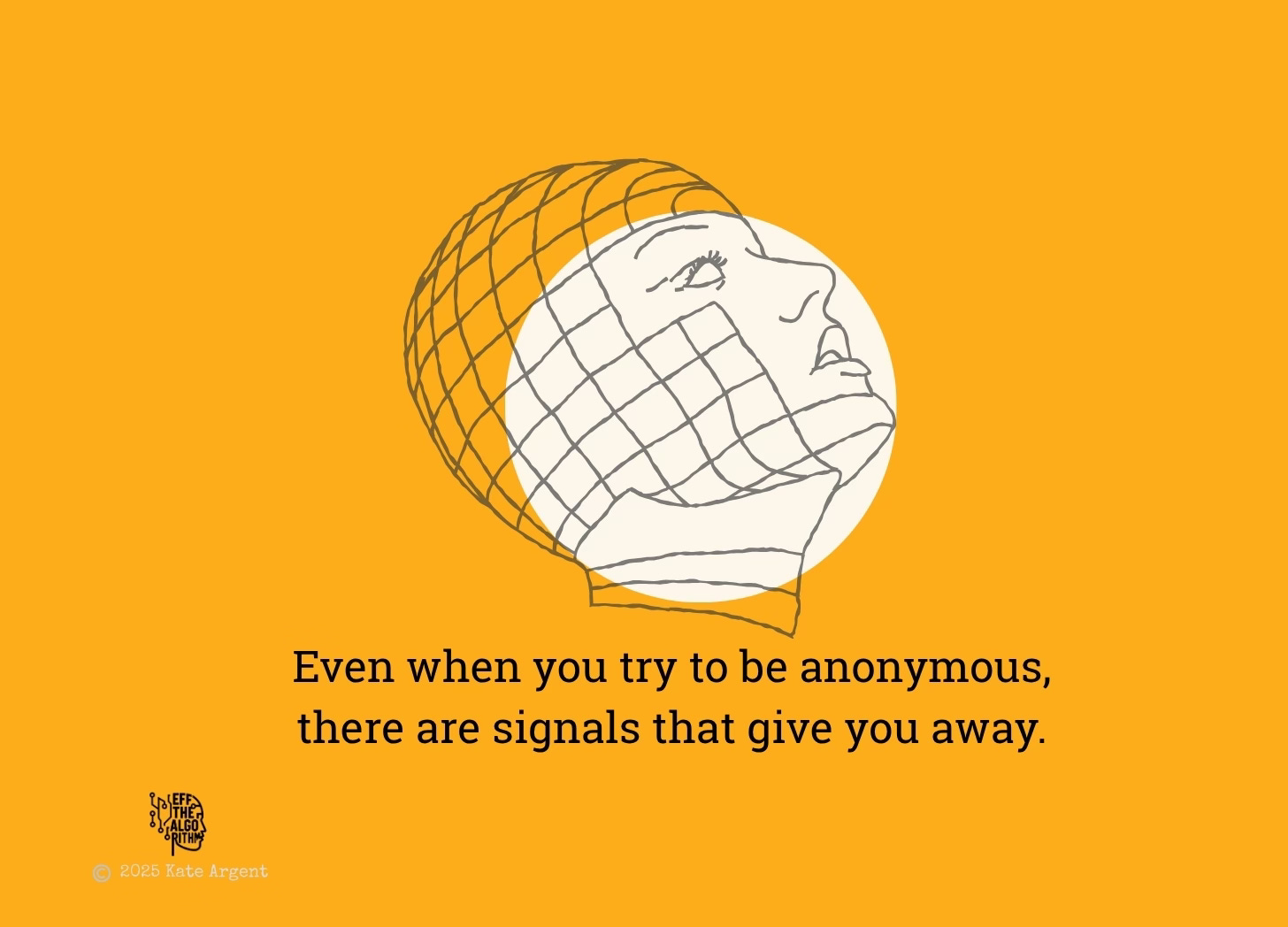 A line drawing of a head representing the lack of digital anonymity