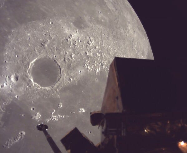 This image provided by ispace, inc. shows the Resilience lander circling the moon, Wednesday June 4, 2025. (ispace, inc. via AP)