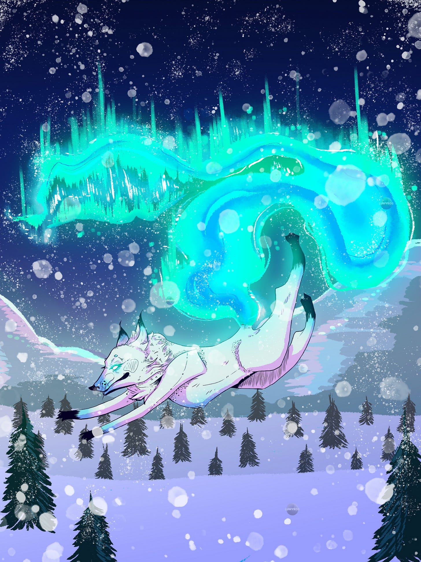 mythical drawing fire fox