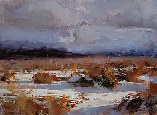 Golden Winter, 12 x16, © Tibor Nagy Oil Painting of Golden Winter, 12 x16, © Tibor Nagy