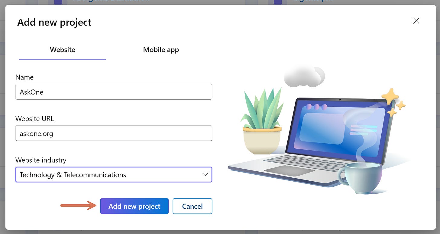 Microsoft Clarity > Add new project Microsoft Clarity > Add new project
