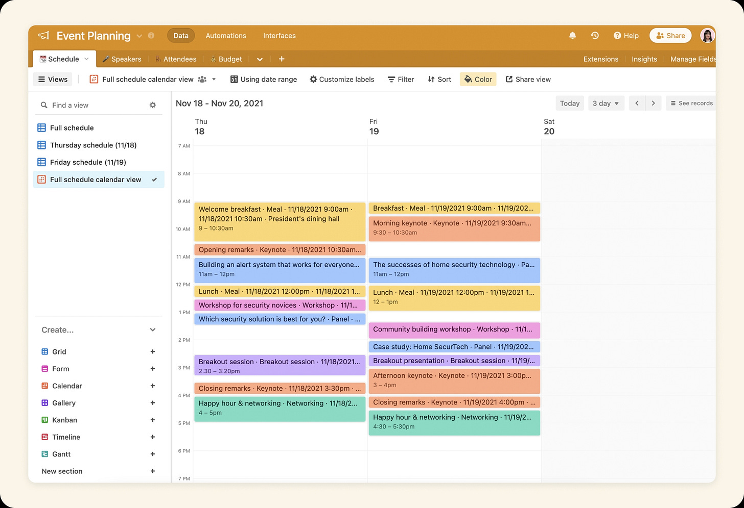 3.5 Event calendar view