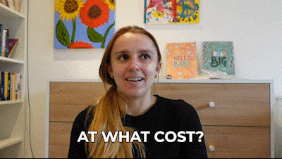 Hannah saying, "At what cost?"