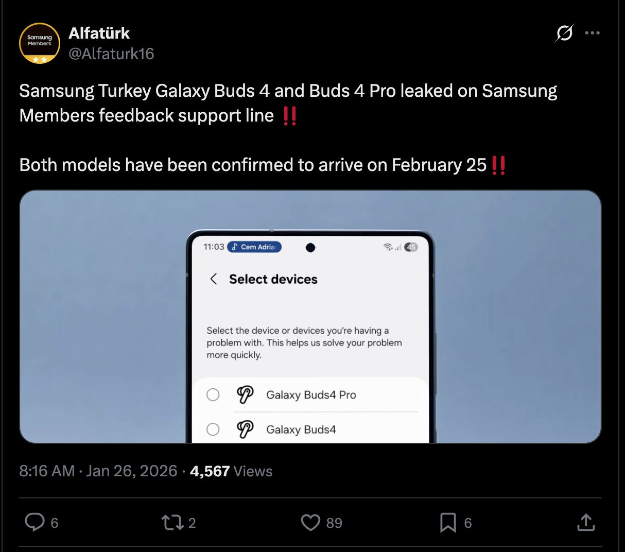 Galaxy Buds 4 leak Galaxy Buds 4 leak