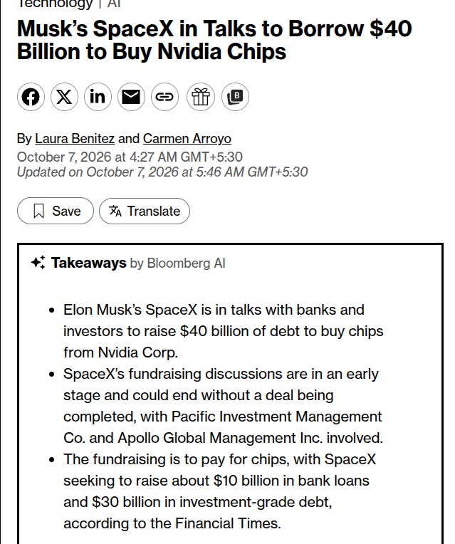 SpaceX will 40 Milliarden Dollar für Nvidia-Chips aufnehmen SpaceX will 40 Milliarden Dollar für Nvidia-Chips aufnehmen