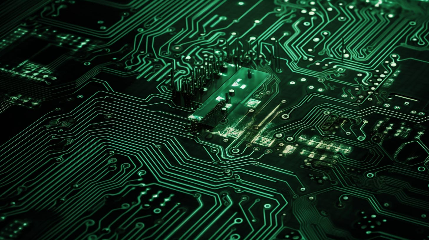 Midjourney representation of protocols visualizing a circuit board