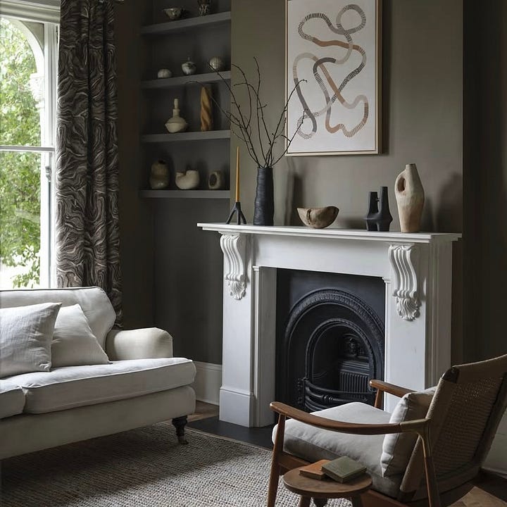 deep green painted living room
