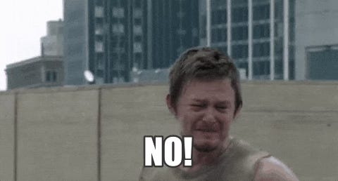 Imagem do personagem Daryl Dixon, da série The Walking Dead, chorine e gritando "No" Imagem do personagem Daryl Dixon, da série The Walking Dead, chorine e gritando "No"