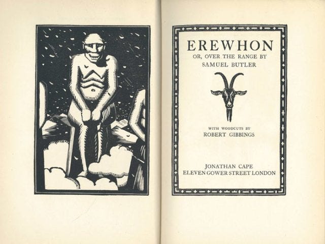 Samuel Butler – Erewhon, or Over the Range,1872 – Art in Fiction