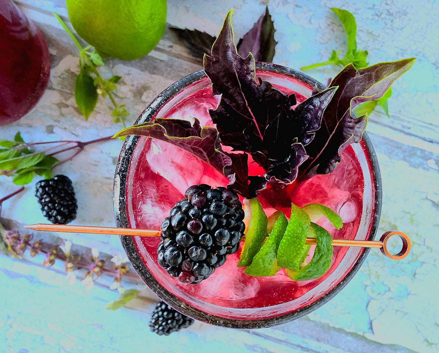 an overhead shot of a cocktail