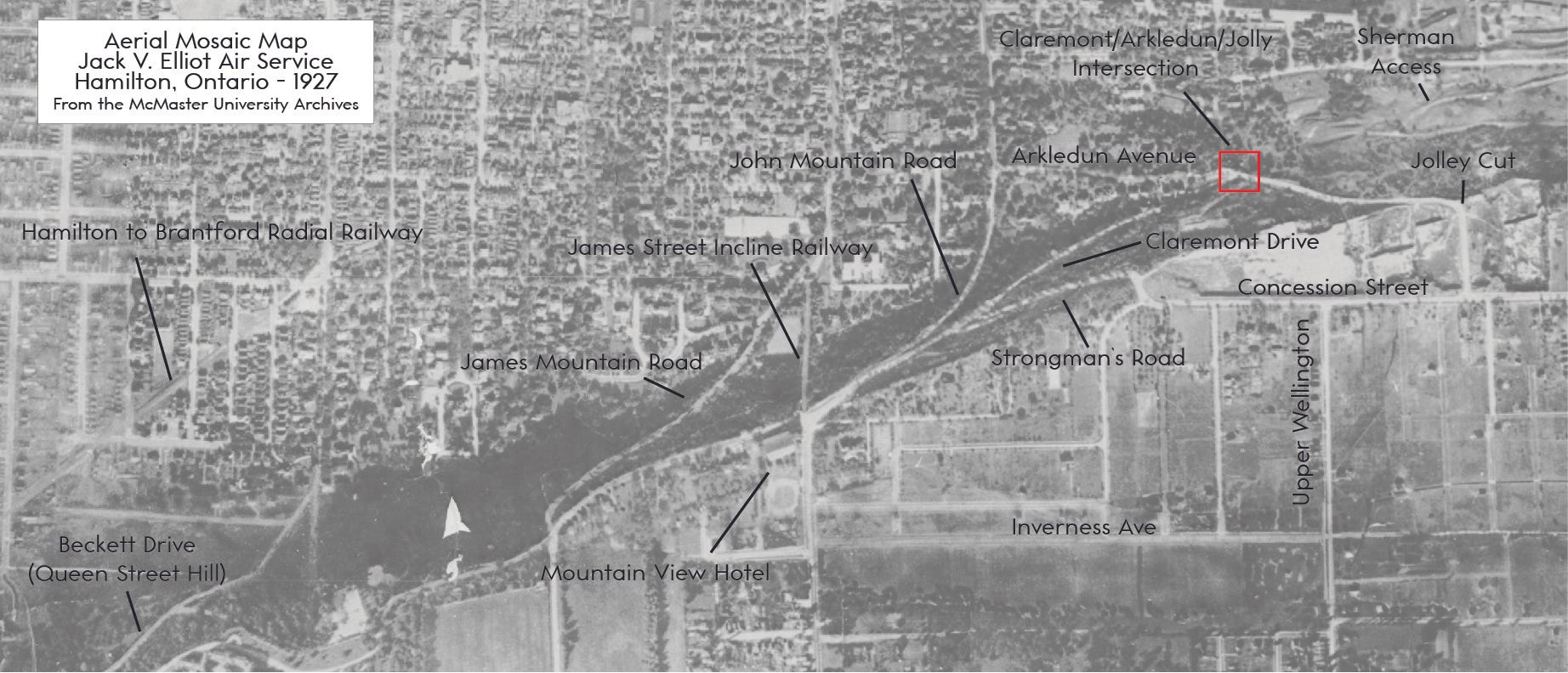 An aerial photo of the Claremont area in 1927.
