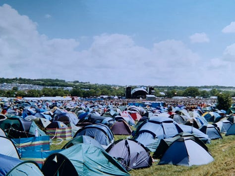 Three views of the Glastonbury festival in 2005