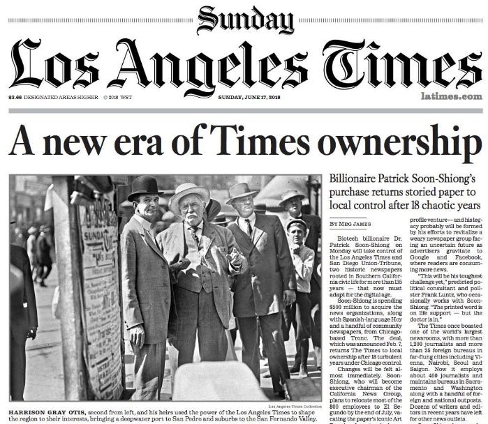 L.A. Times Sale to New Owner Patrick Soon-Shiong