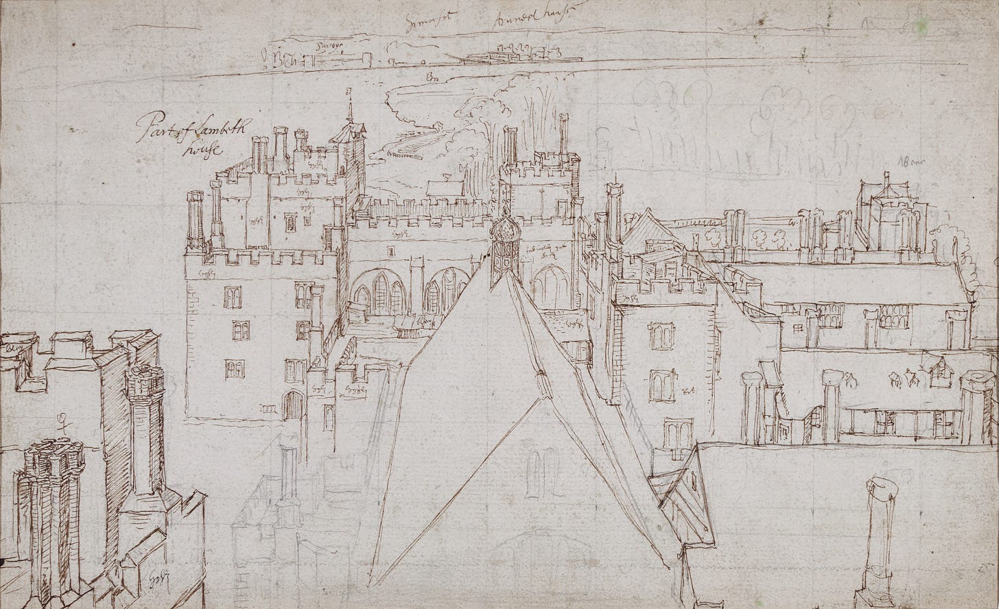 Wenceslaus Hollar (1607-77): View across the rooftops of Lambeth Palace -  Garden Museum