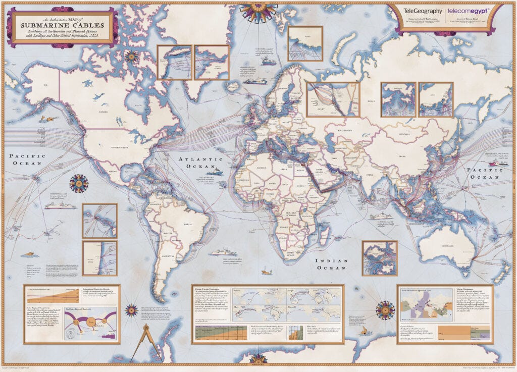 Mapa del cableado submarino mundial (2023)