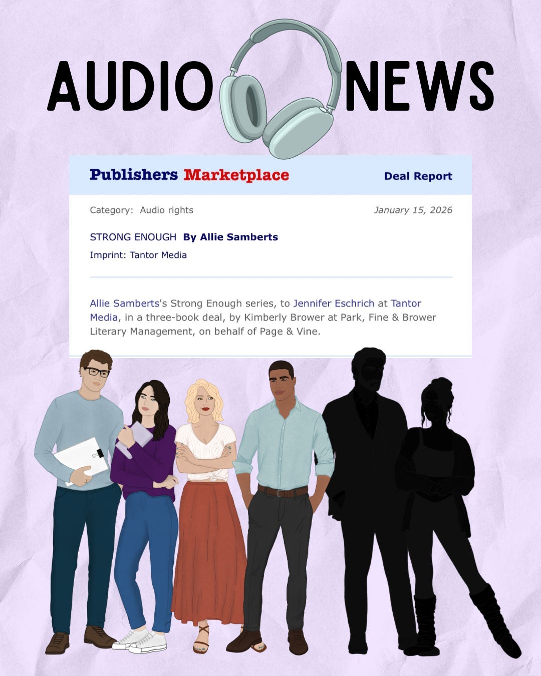audio deal announcement for the Strong Enough series by Allie Samberts