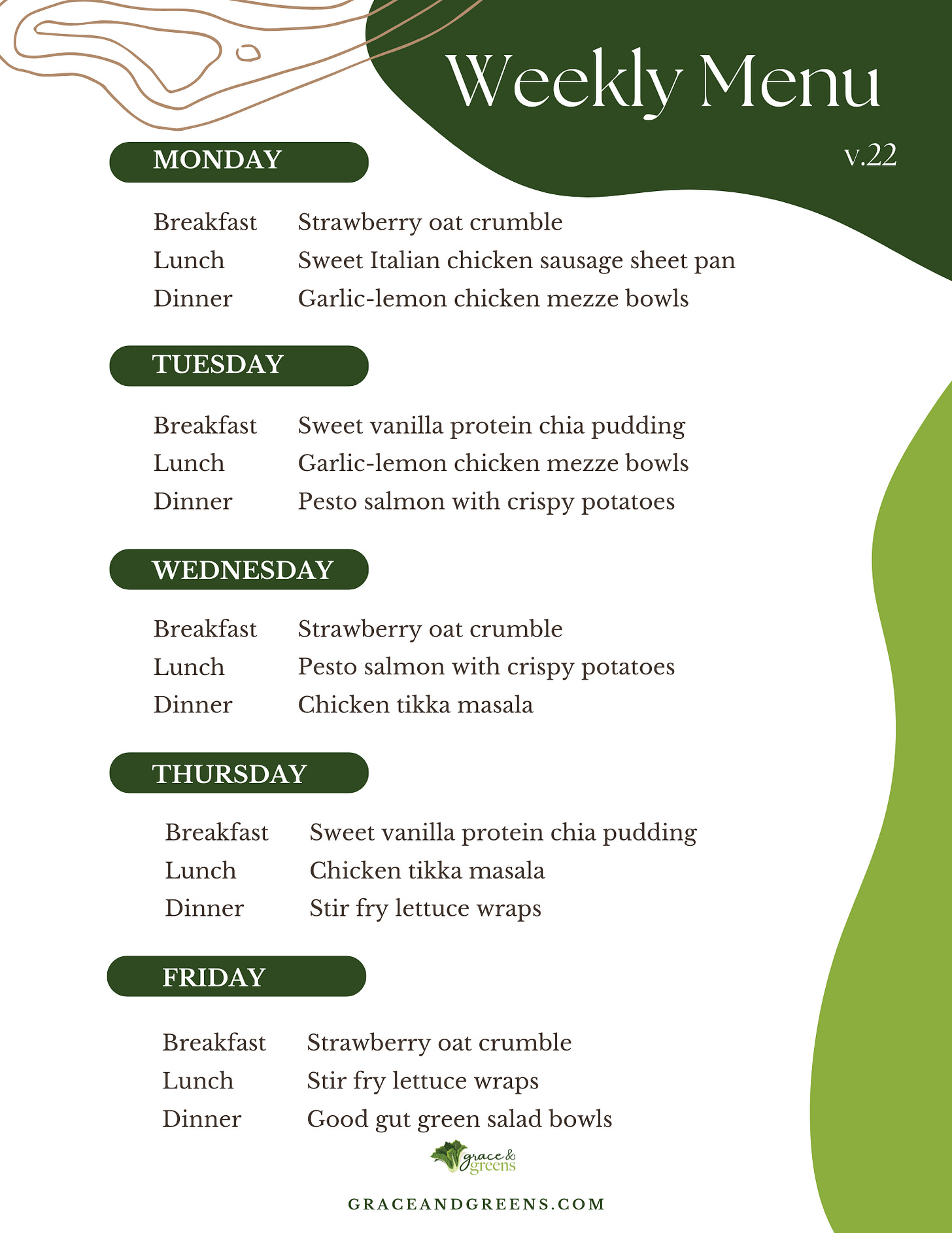 weekly menu