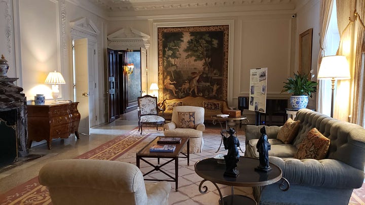 Edith Wharton's home The Mount--the drawing room, library, her writing room and bedroom.