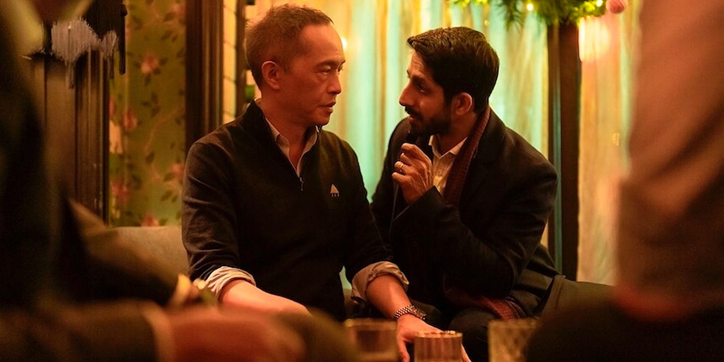 Sagar Radia as Rishi and Ken Leung as Eric in Industry Season 3