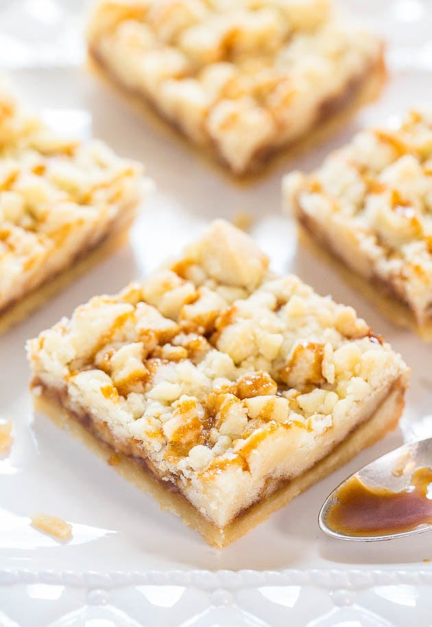 Salted Caramel Buttery Crumb Bars - Easy, soft, buttery bars that just melt in your mouth! The salted caramel makes them so irresistible!!! Salted Caramel Buttery Crumb Bars - Easy, soft, buttery bars that just melt in your mouth! The salted caramel makes them so irresistible!!!