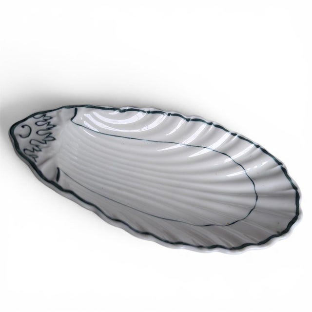 Vintage Hand Painted Seashell Shaped Porcelain Dish For Sale - Image 4 of 11