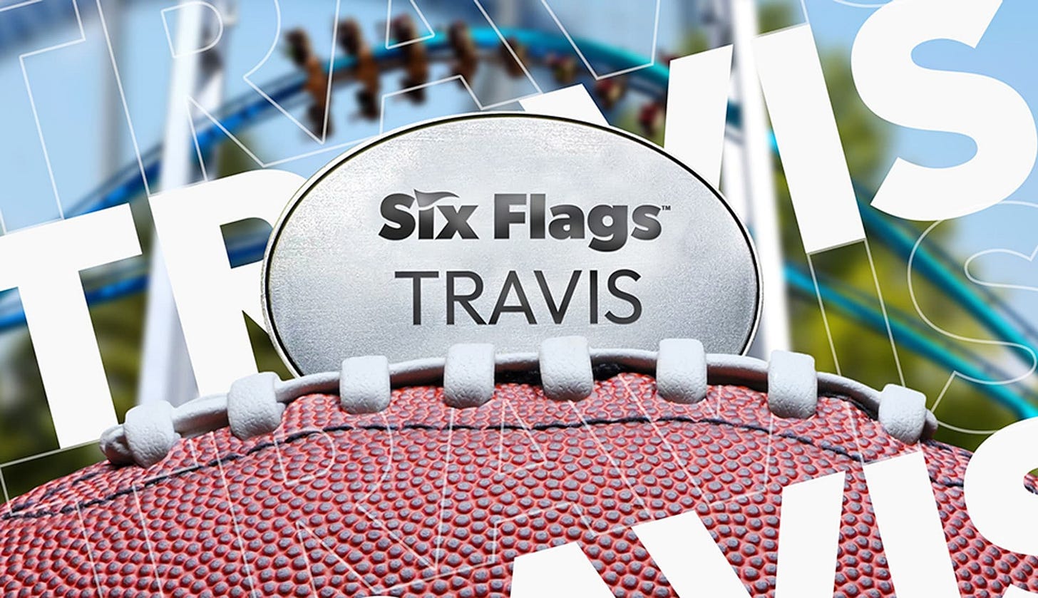Travis Kelce is the new Six Flags ambassador Travis Kelce is the new Six Flags ambassador