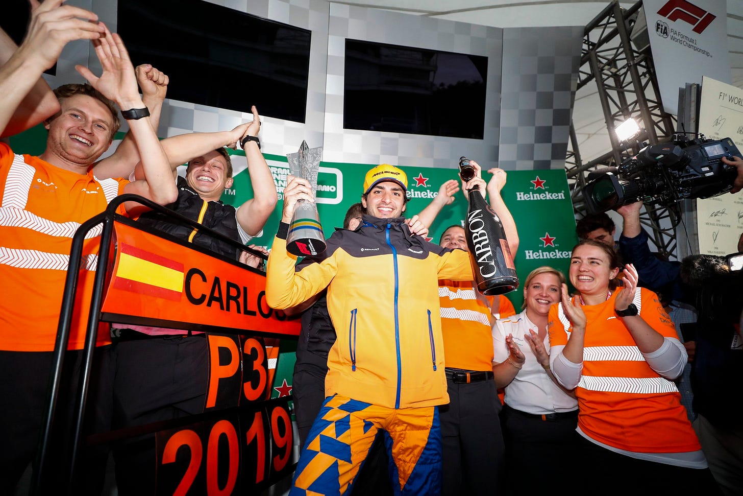 Brazilian F1 GP, Carlos Sainz podium, McLaren, F1 2019, Lewis Hamilton  penalty