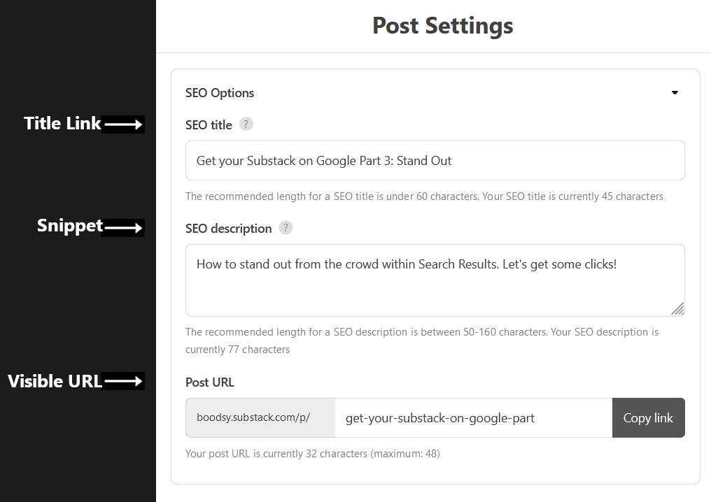 Substack SEO Settings