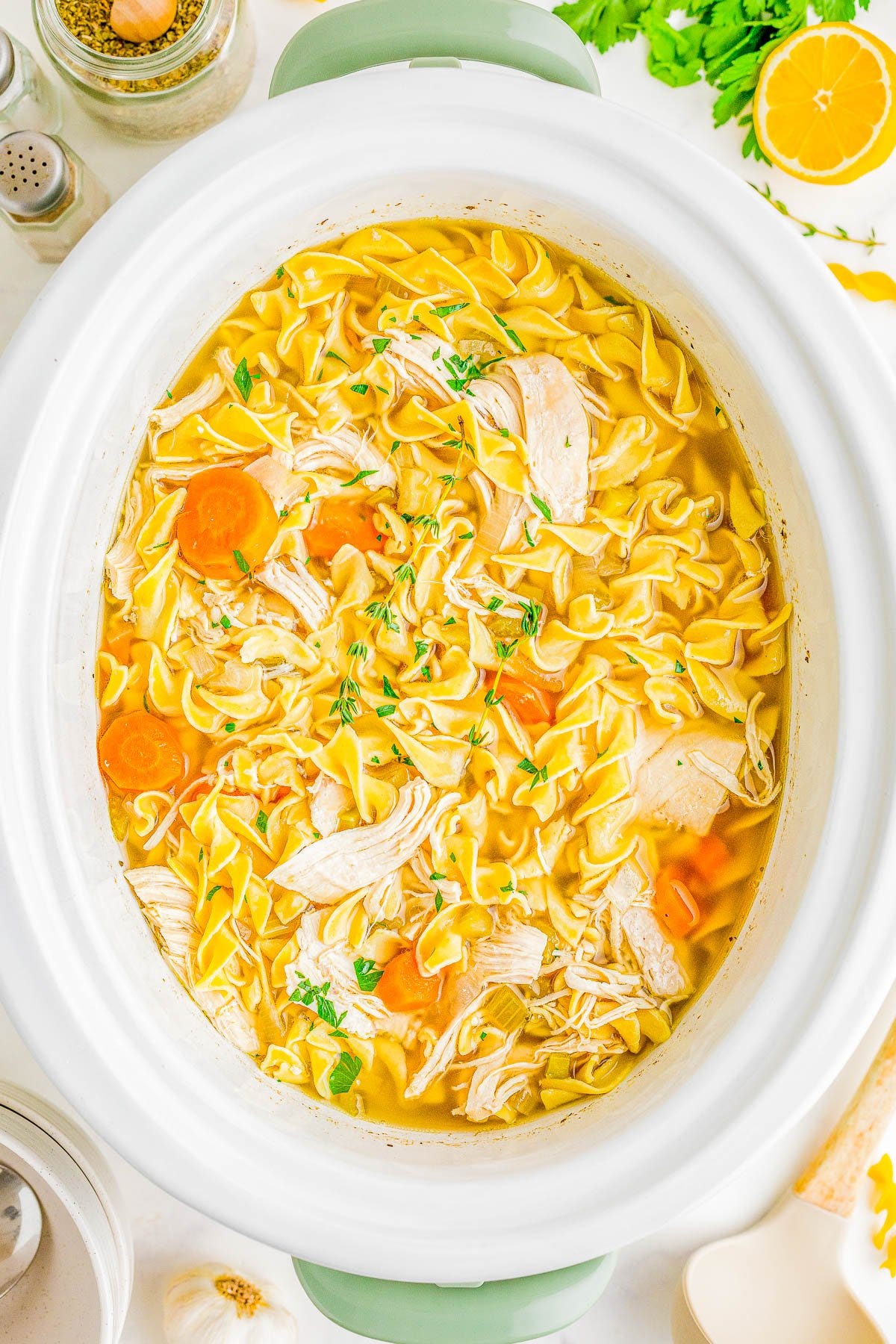 Slow Cooker Chicken Noodle Soup. 