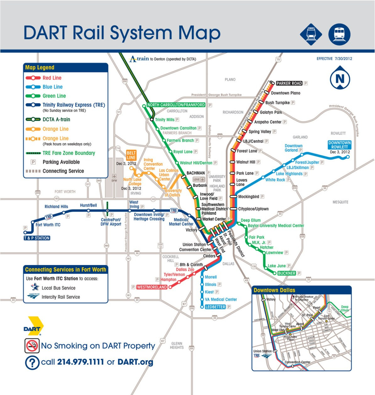 Transit Maps: Official Map: Dallas DART Light Rail System, 2012