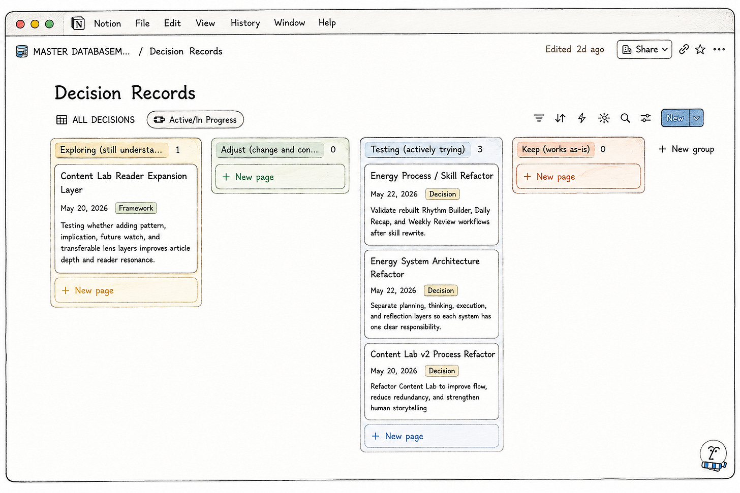 New look and organization of the Decision Records database formerly Experiments