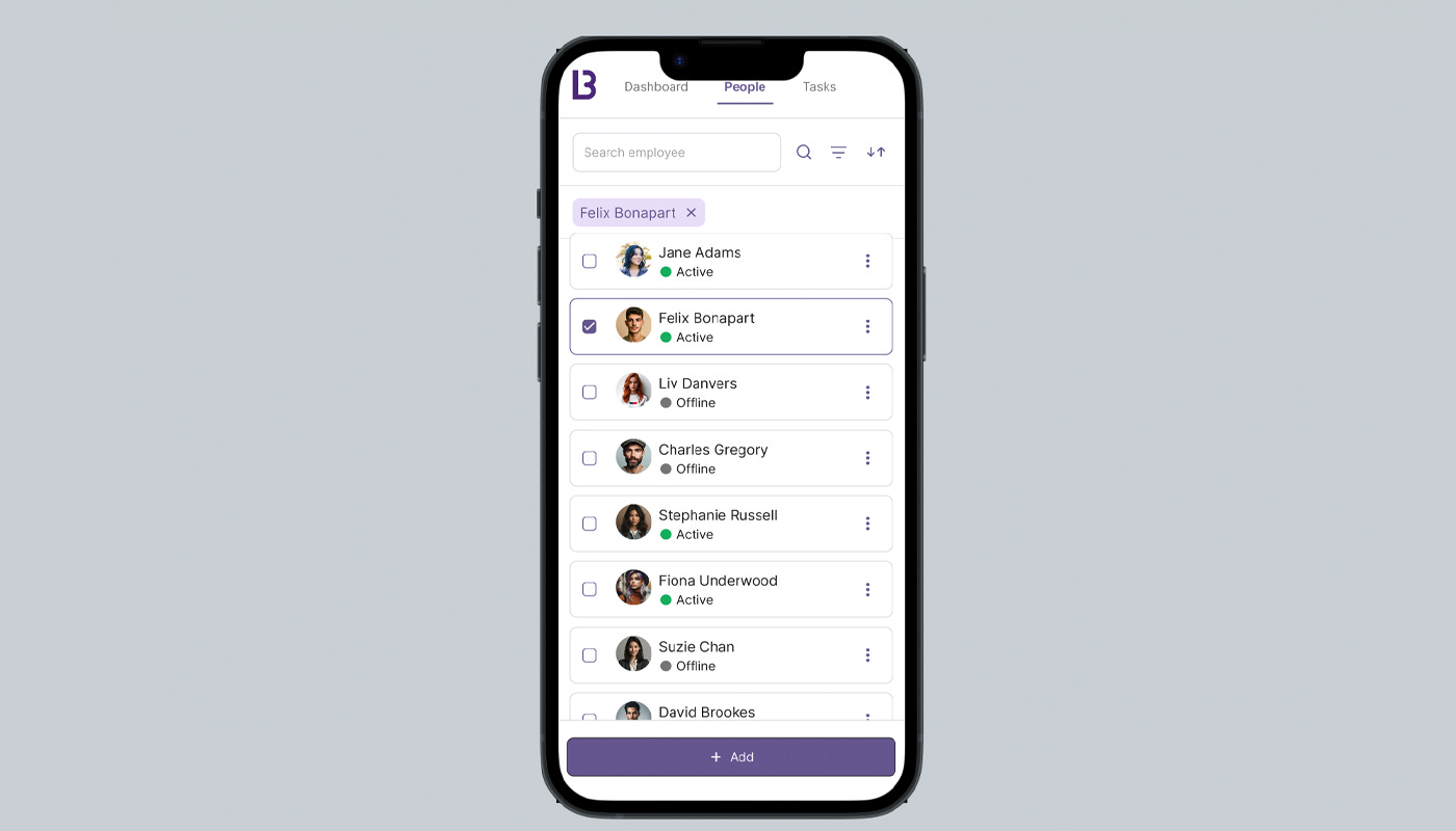 A screenshot of a list UI on a mobile device