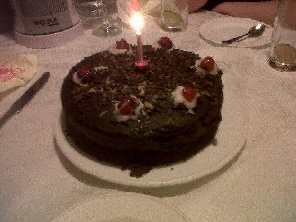 A chocolate cake decorated to look like the cake in the final scenes of Portal.