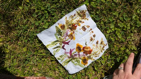 flower pounding prints using a variety of flowers