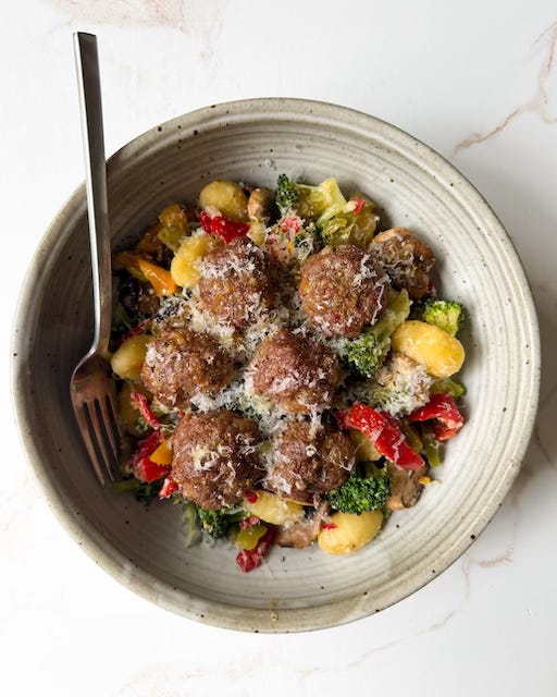 Sheet-Pan Meatballs with Lemon Parmesan Gnocchi and Veggies