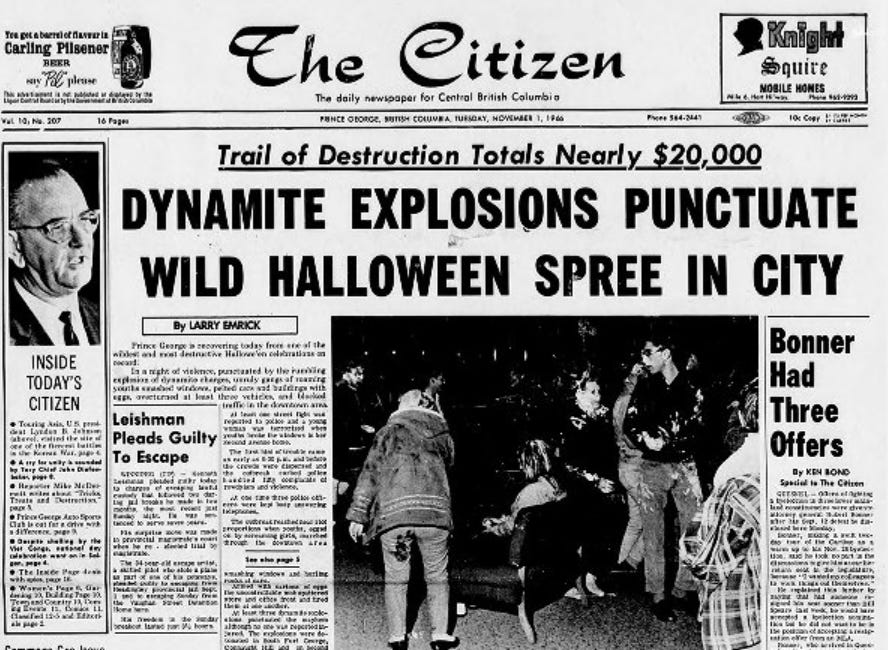 The teenaged dynamite riot of Halloween 1966