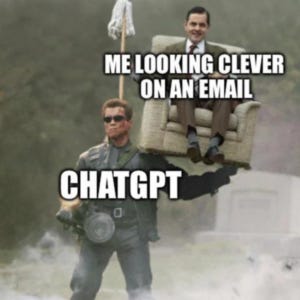 TechDogs-"Hey, ChatGPT! Can You Write This Header For Us Too?"- A Meme Showing The Terminator Lifting Mr. Bean Who's Sitting On A Chair TechDogs-"Hey, ChatGPT! Can You Write This Header For Us Too?"- A Meme Showing The Terminator Lifting Mr. Bean Who's Sitting On A Chair