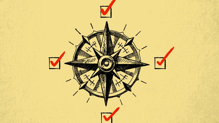 An illustration of a compass with check boxes An illustration of a compass with check boxes
